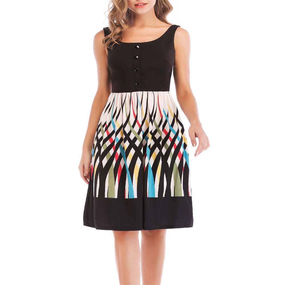 Fashion Floral Print Square Neck Sleeveless Dress Trendy Design Comfortable Fabric Versatile for Casual or Party Wear