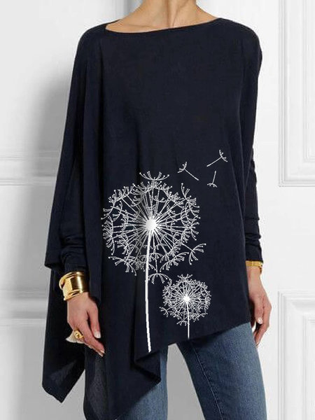 Plus Size Dandelion Print T Shirt Simple Design Comfortable Fabric Casual Style Available for Wholesale