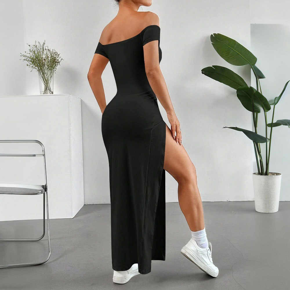 Elegant Off Shoulder Midi Dress Sexy Split Design Spring Summer Collection Perfect for Parties and Events Wholesale