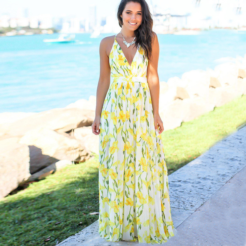 Summer Womens Beach Dress Sleeveless Backless Casual Style Lightweight Fabric Perfect for Vacation Wholesale