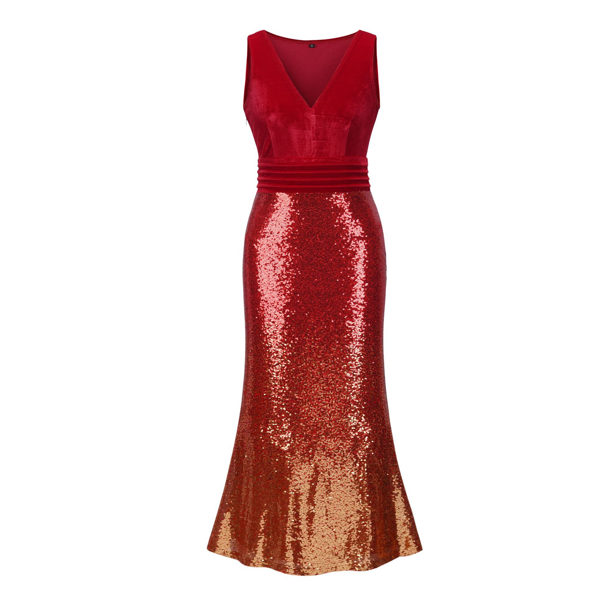 Fashionable Gradient Color Sequin Evening Dress Womens Stylish Design Elegant Silhouette Perfect for Parties