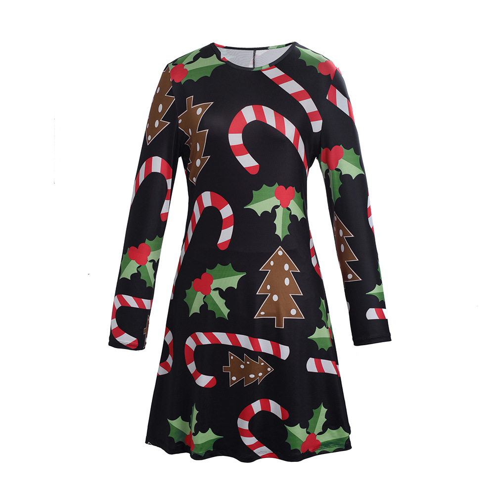 Christmas Dress Long Sleeve Printed Elegant Design Autumn Winter Fashion Wholesale Available