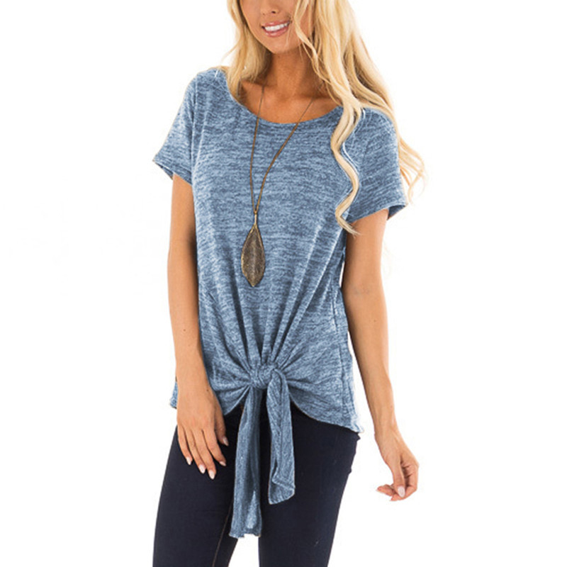 Twisted Knot T Shirt Irregular Short Sleeve Casual Style Summer Wear Wholesale Available fast shipping