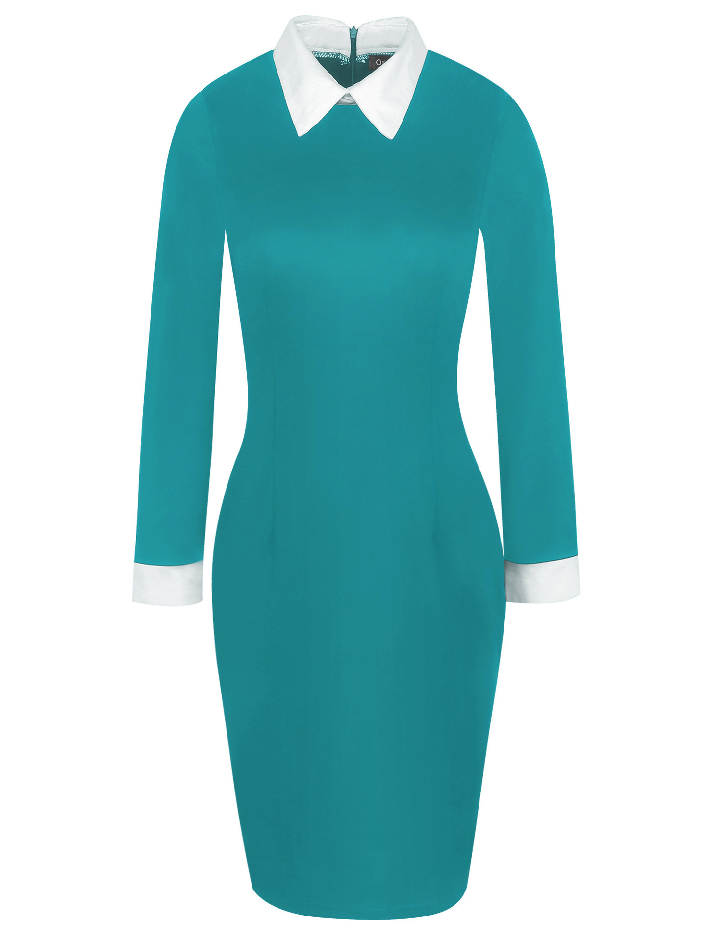Long Sleeve Pencil Dress Elegant Collar Form Fitting Autumn Winter Style Perfect for Business or Evening Events