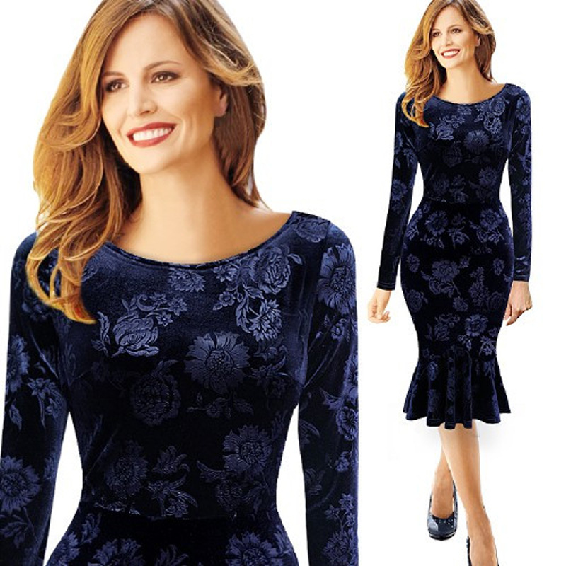 Womens Flared Hem Dress Round Neck Long Sleeve Autumn Fashion Perfect for Casual Outings or Parties Wholesale