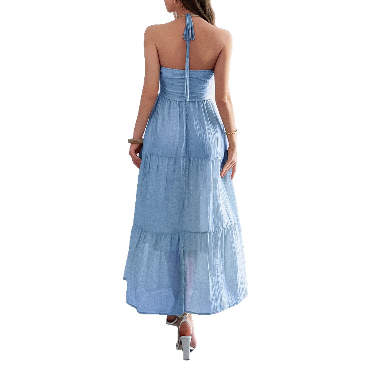 Cross border Casual Vacation Style Halter Neck Long Dress for Women Spring Summer