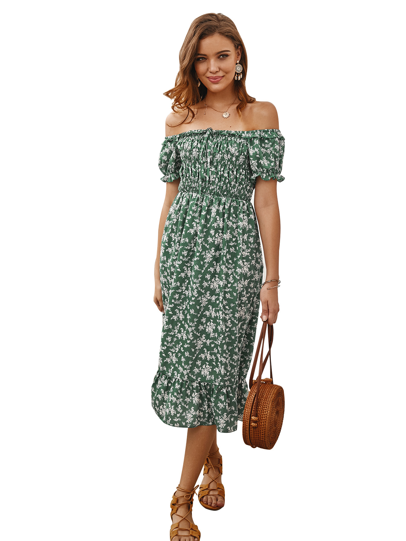 Bohemian Floral Print Dress Original Design Spring Summer Collection Womens Fashion Wholesale Available