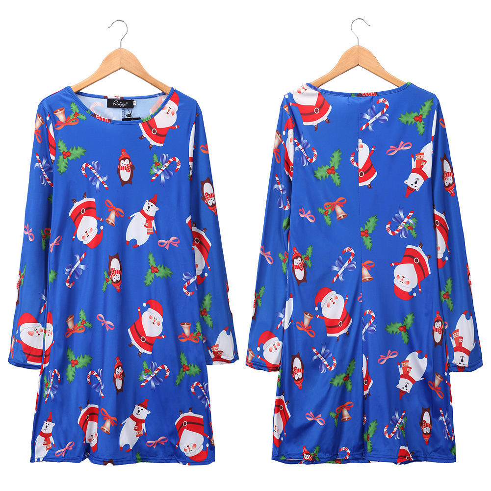 Womens A Line Dress Long Sleeve Floral Print Autumn Winter Style Perfect for Christmas Celebrations Wholesale