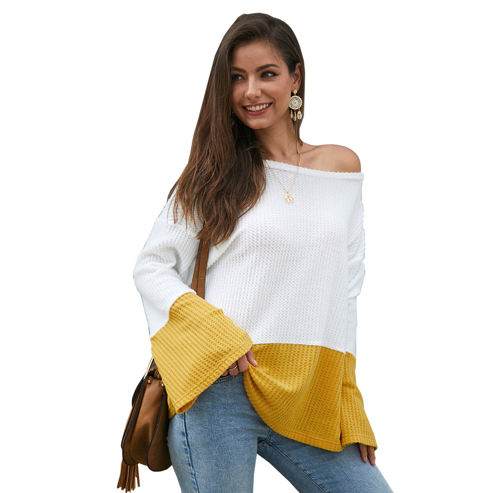 Color Block Long Sleeve Knit Sweater Loose Fit Original Design Cozy Fabric Autumn Winter Fashion Wholesale Available