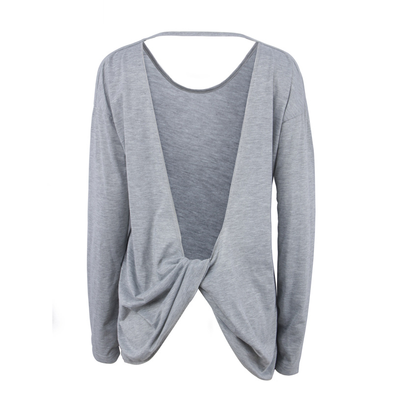 Womens Autumn Long Sleeve T Shirt Sexy Backless Design Casual Loose Fit Soft Fabric Perfect for Everyday Wear