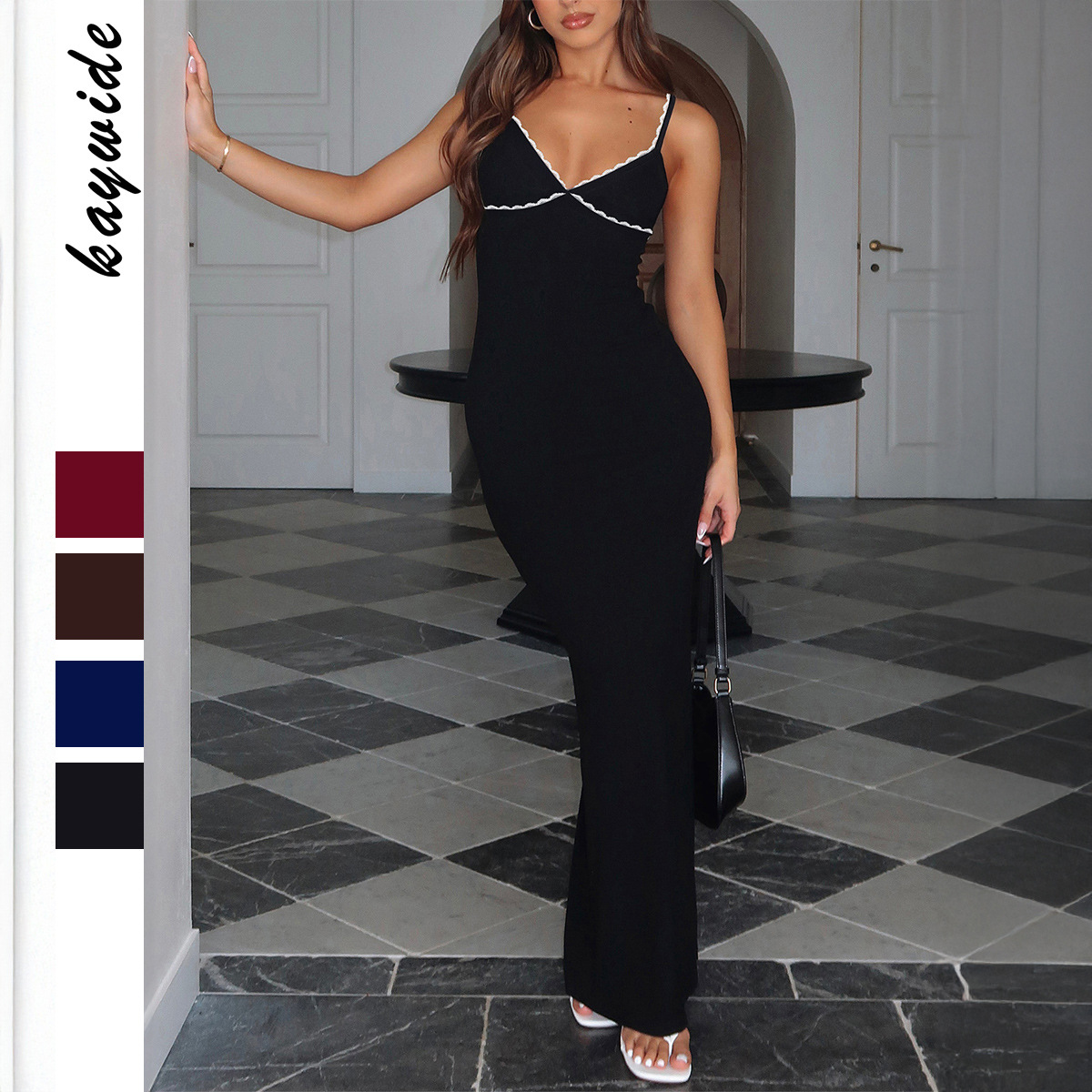 Y2K Style Sleeveless Bodycon Long Dress with Spaghetti Straps