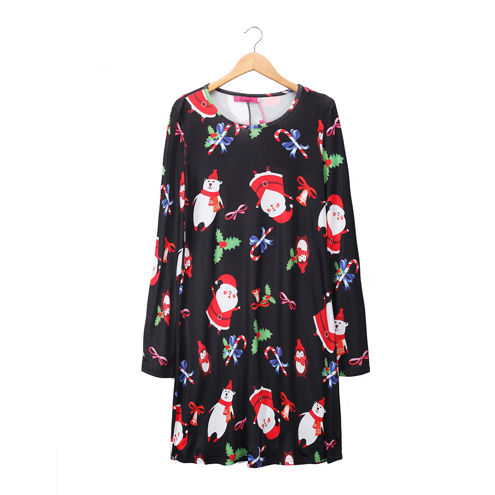 Womens A Line Dress Long Sleeve Floral Print Autumn Winter Style Perfect for Christmas Celebrations Wholesale