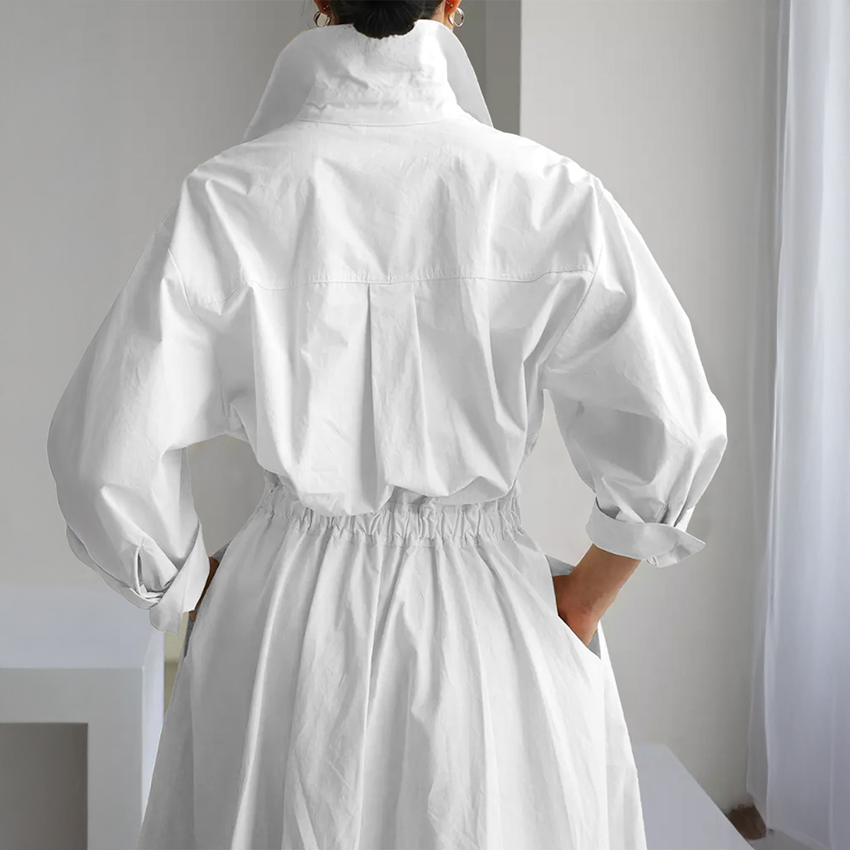 European and American Casual Style High end Long Sleeve Cardigan Long Dress for Women Autumn and Winter