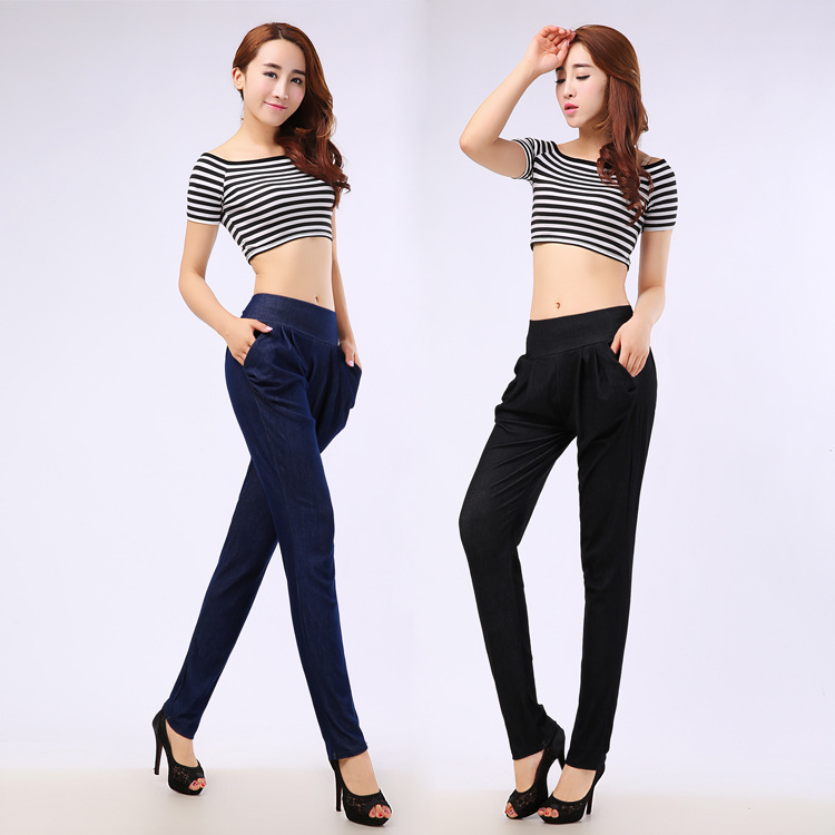 Womens Harem Pants Denim Look Loose Fit Casual Style Autumn Winter Collection Wholesale Available