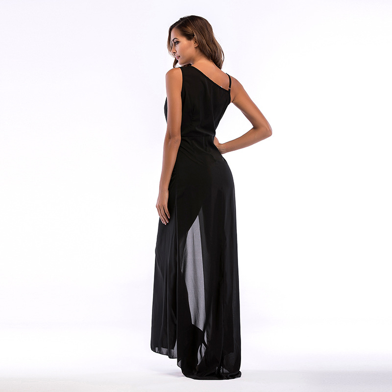 Chiffon Maxi Dress V Neck Side Slit Sleeveless Elegant Evening Wear Wholesale Available OEM ODM service