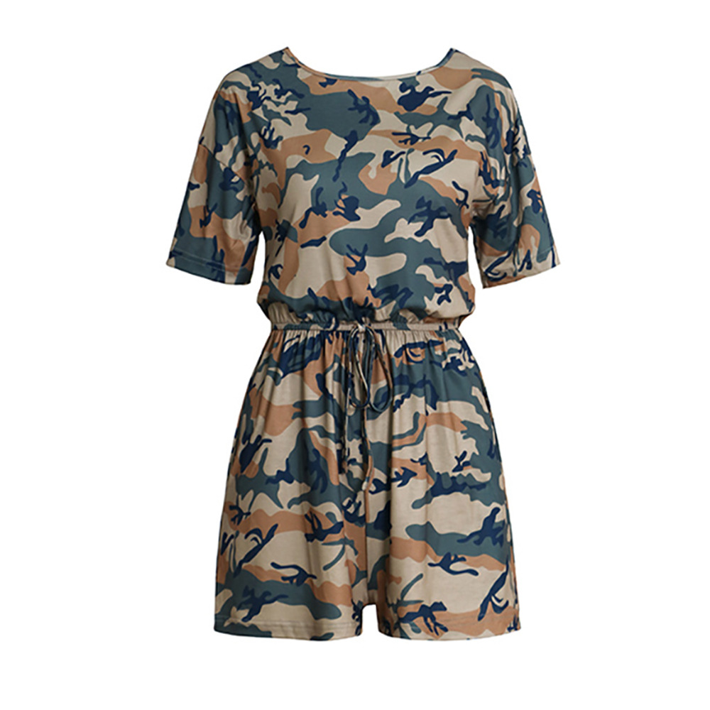 Womens Casual Jumpsuit Floral Print Camouflage Drawstring Spring Summer Fashion Wholesale Available