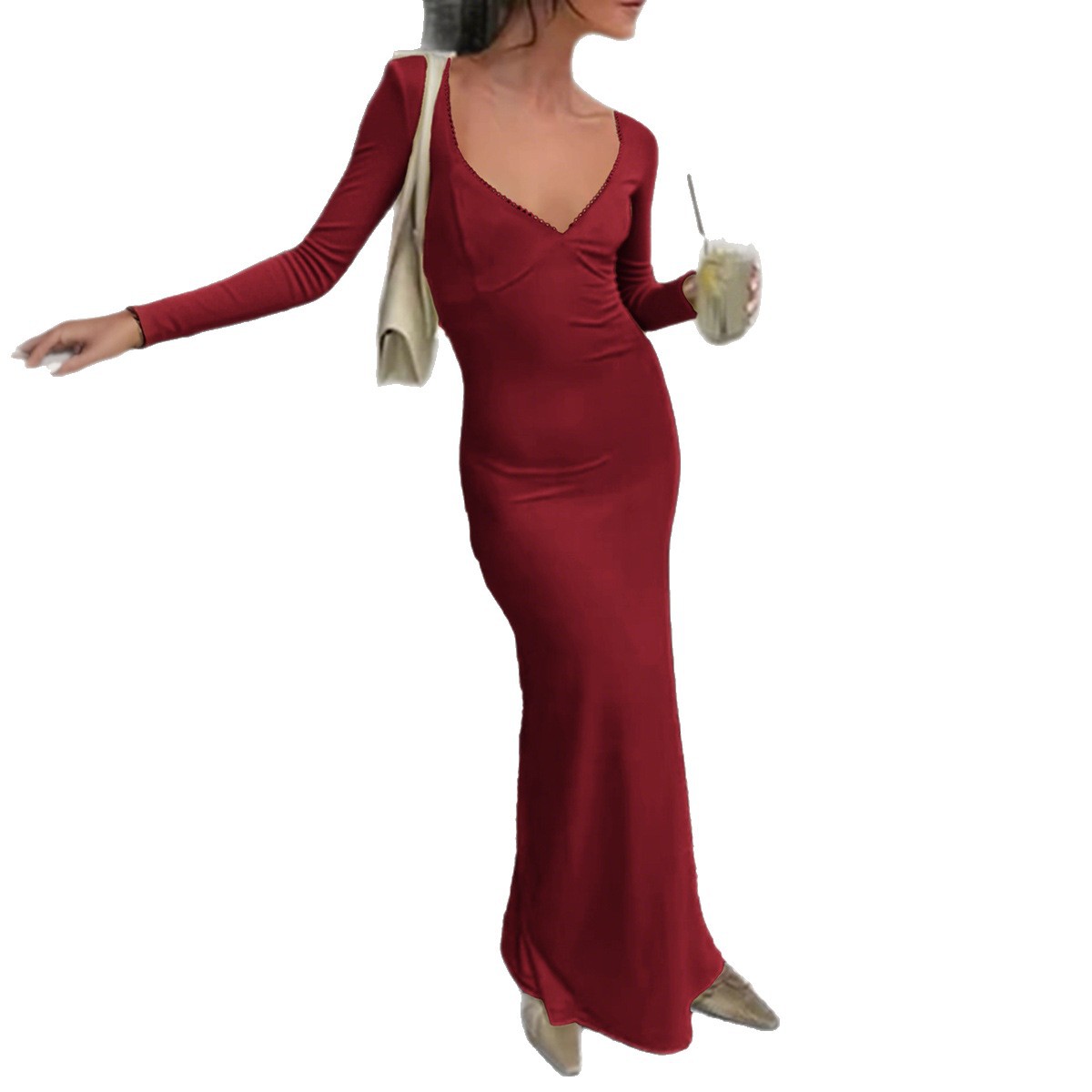 Elegant Evening Dress Long Sleeve Bodycon Dress for Women Autumn Winter