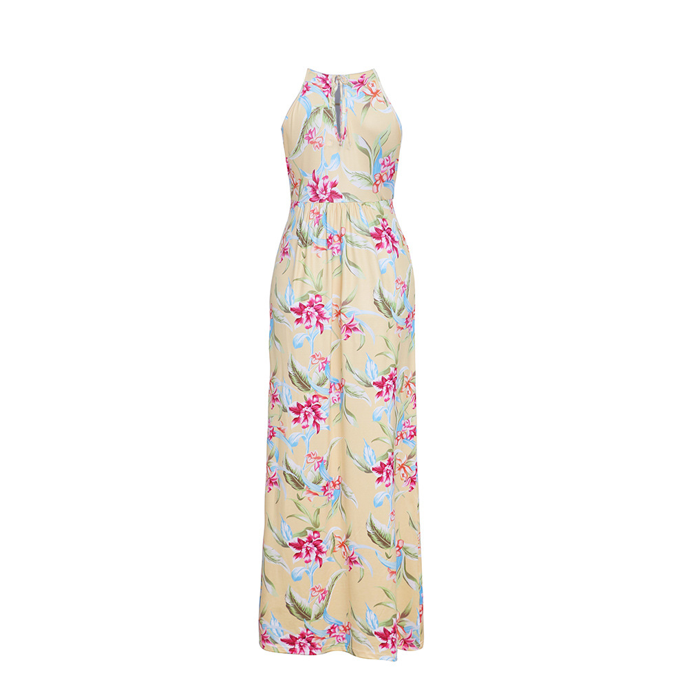 Sleeveless V Neck Floral Maxi Dress Elegant Design Lightweight Fabric Summer Style Wholesale Available