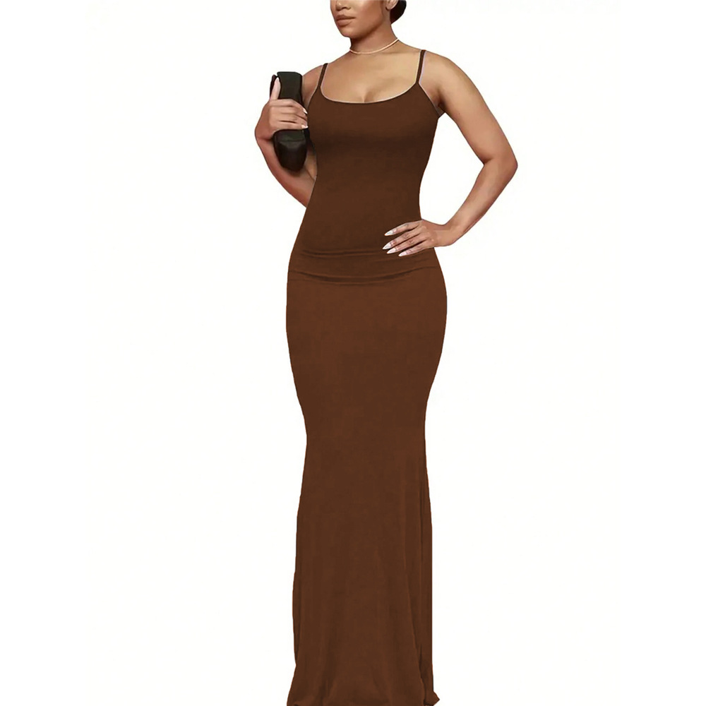 New European and American Cross border Sexy Slim Simple Waist Show Slim Package Hip Spaghetti Strap Dress