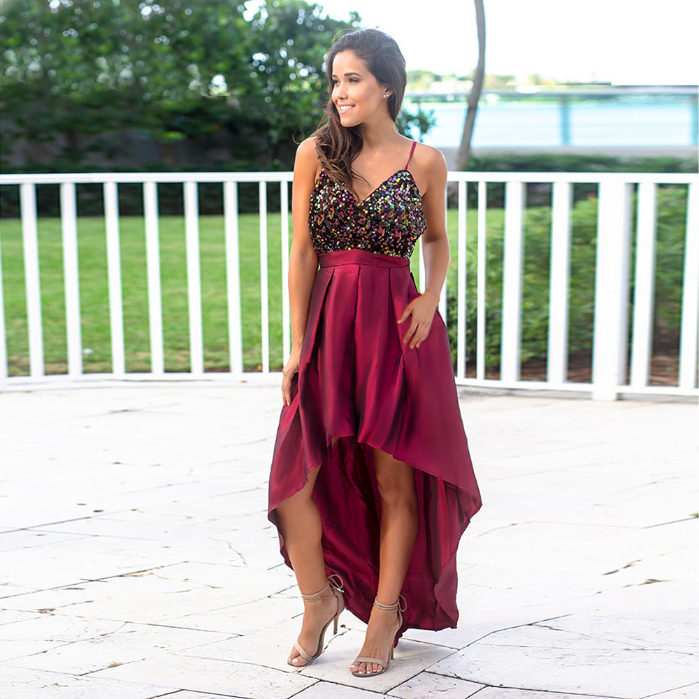 Satin Sequin Slip Dress Elegant Design Adjustable Straps Spring Fashion Perfect for Parties and Events Wholesale