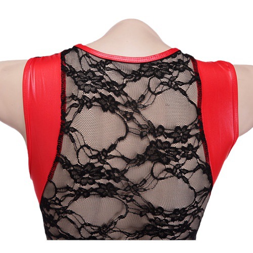 A Line Lace and Faux Leather Dress Stylish Sexy Nightclub Wear Perfect for Parties and Events Wholesale Available