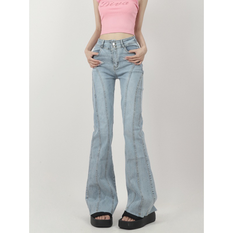 High Waisted Flared Jeans for Women Vintage Design Wide Leg Slim Fit Floor Length Casual Wear Wholesale Available