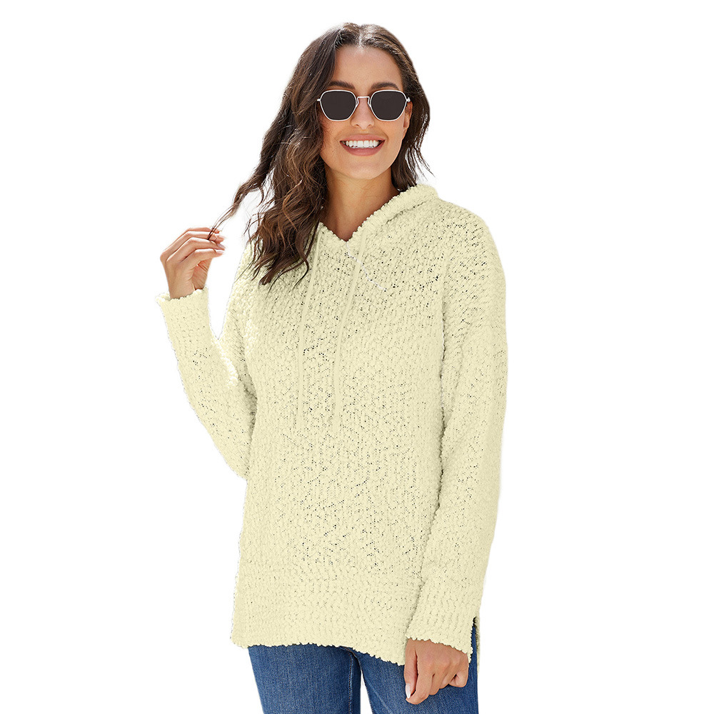 Womens Pullover Sweater Solid Color Knitted Long Sleeve Loose Fit Mid Length Casual Wear Fall Winter OEM