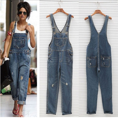 Womens Distressed Denim Overalls Casual Style Adjustable Straps Comfortable Fit Perfect for Summer Outings