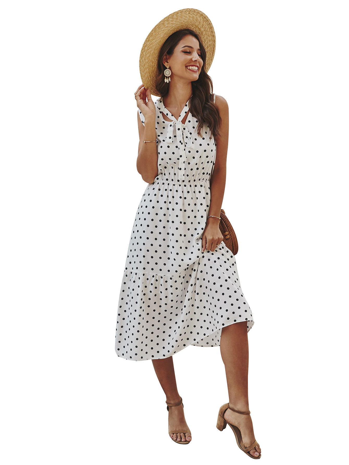 Polka Dot Maxi Dress Original Design Spring Summer Collection Elegant Style Wholesale Ready to Ship