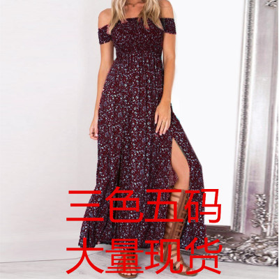 Floral Print Strapless Maxi Dress High Slit Elegant Design Comfortable Fabric Perfect for Summer Events Wholesale