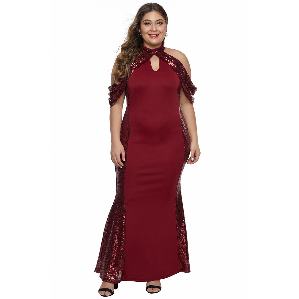 Sequin Bodycon Dress High Waist Ruffled Hem Off Shoulder Elegant Evening Gown for Parties Wholesale Available