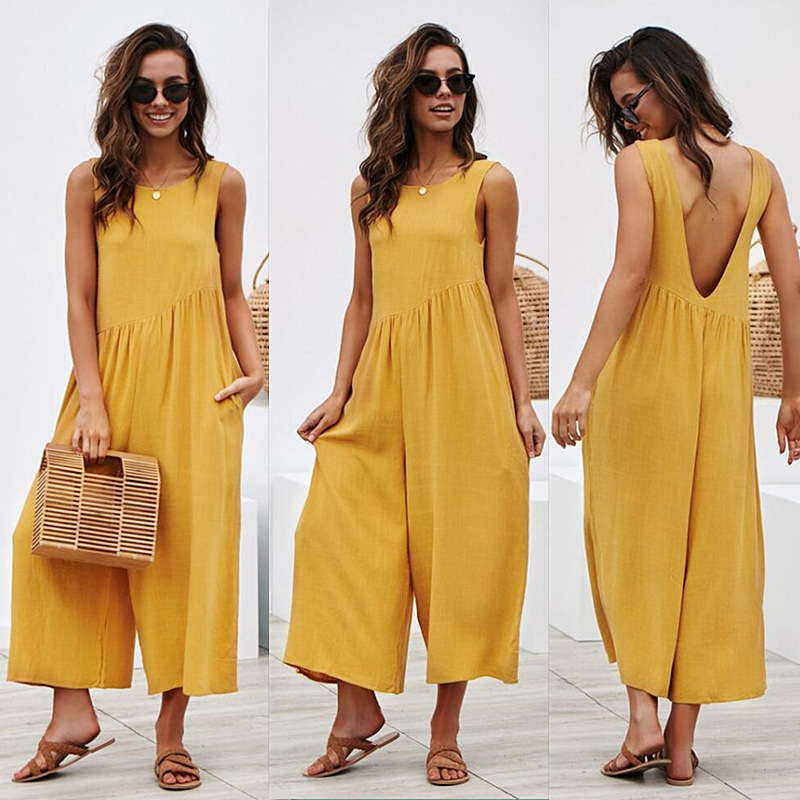 Chic Womens Solid Color Jumpsuit Elegant Design Comfortable Fit Versatile for Work or Casual Wear Wholesale Available