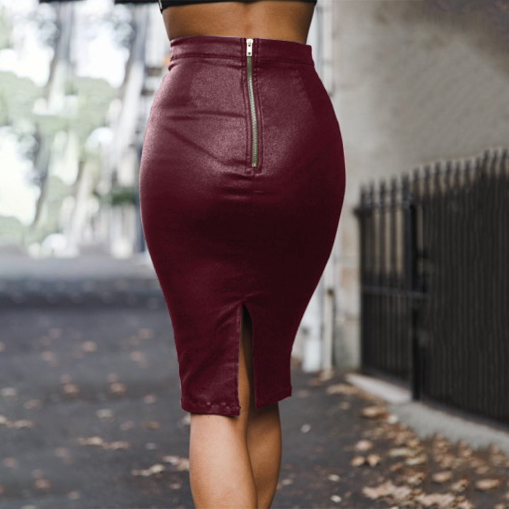 PU Bodycon Skirt Comfortable Fleece Lined Available in Three Colors Spring Summer Fashion for Women Wholesale Supply