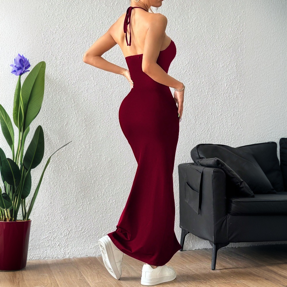 Sexy Halter Maxi Dress Slim Fit Elegant Design Spring Summer Style Wholesale Available private label