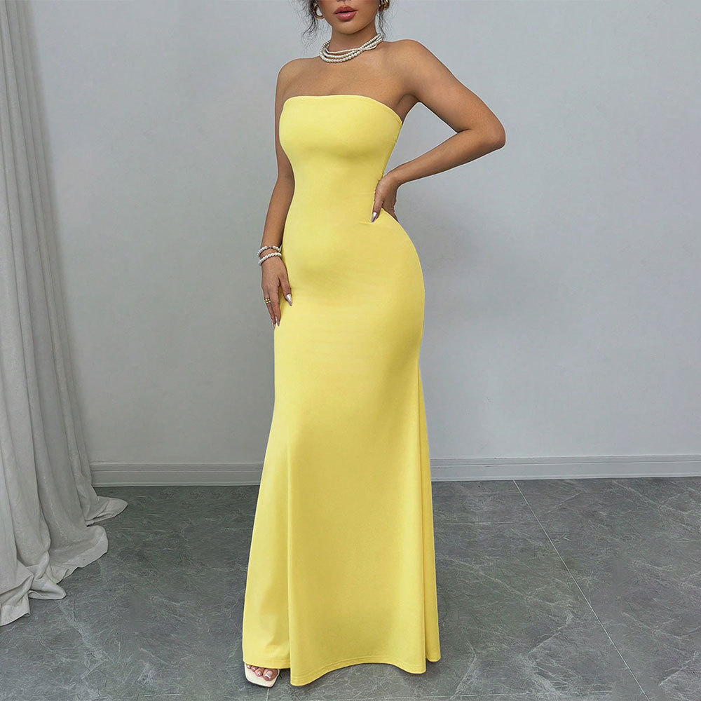 New Strapless Backless Long Dress Sexy Fashionable Slim Dress