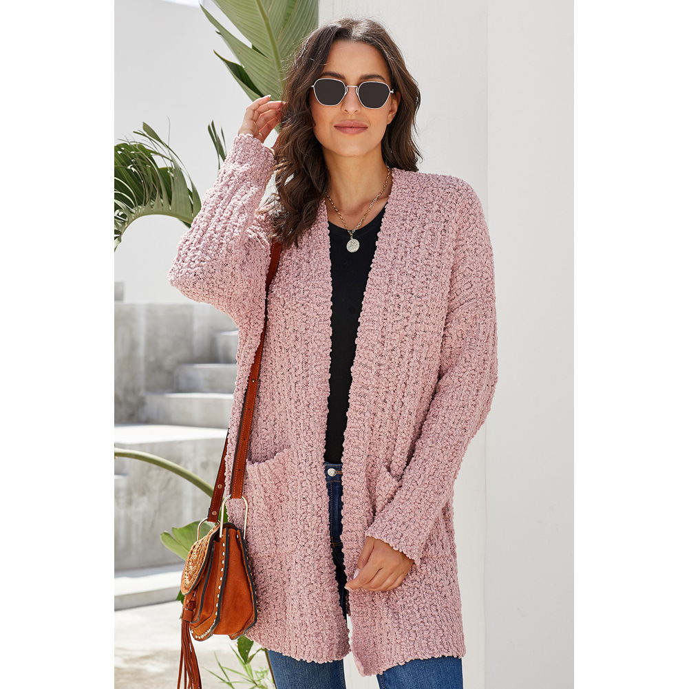 Womens Mid Length Cardigan Wool Blend Long Sleeve Knitted Winter Style Wholesale Available