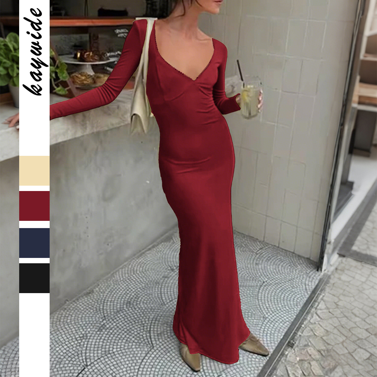 Elegant Evening Dress Long Sleeve Bodycon Dress for Women Autumn Winter
