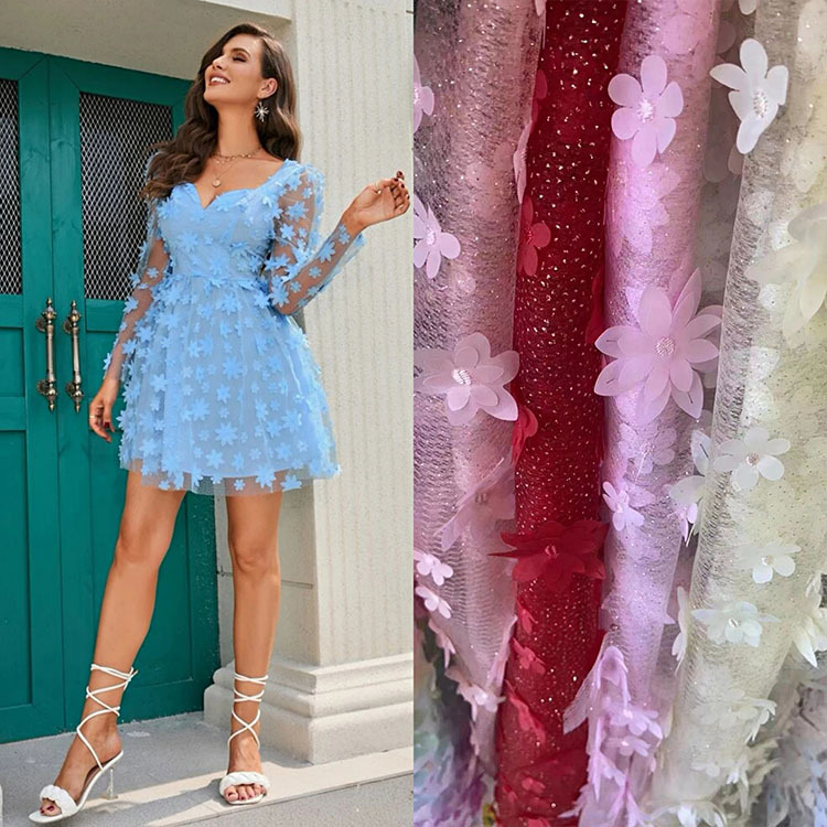 Custom Dress Summer Foreign Trade Style Chiffon Embroidery One Shoulder Strapless Long Sleeve High Waist Short Skirt