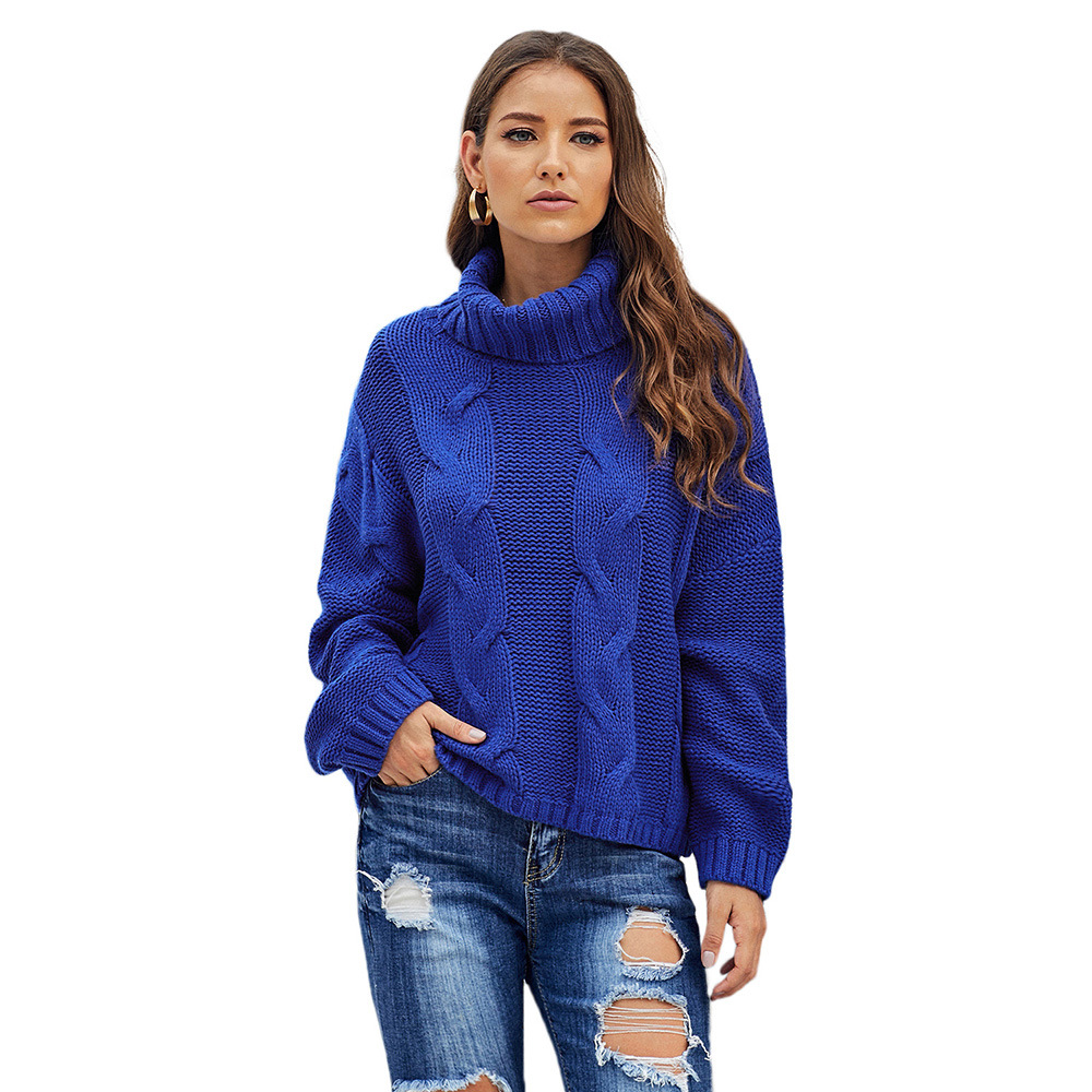 Plus Size Turtleneck Sweater for Women Loose Fit Long Sleeve Solid Color Cozy Knit Autumn Winter Casual Wear