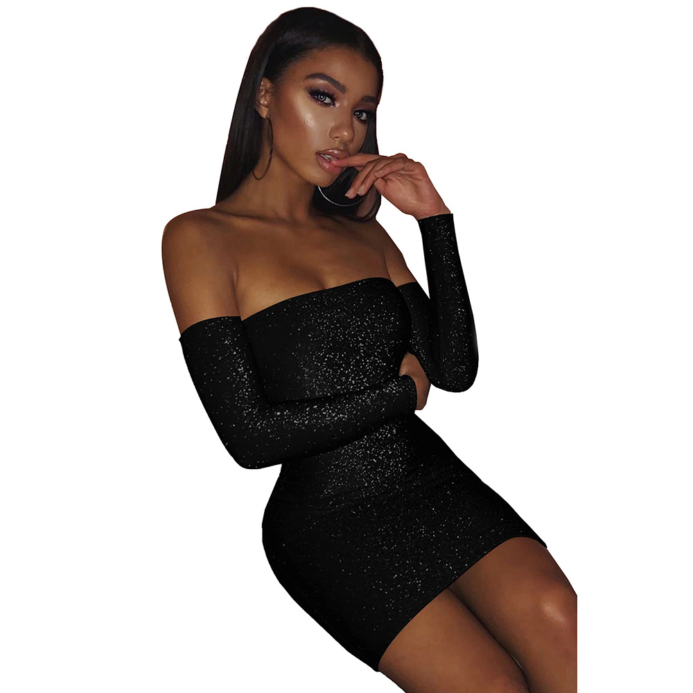 Elegant Womens Dress Off Shoulder Long Sleeve Bodycon Fit Evening Party or Formal Occasion Wholesale Available
