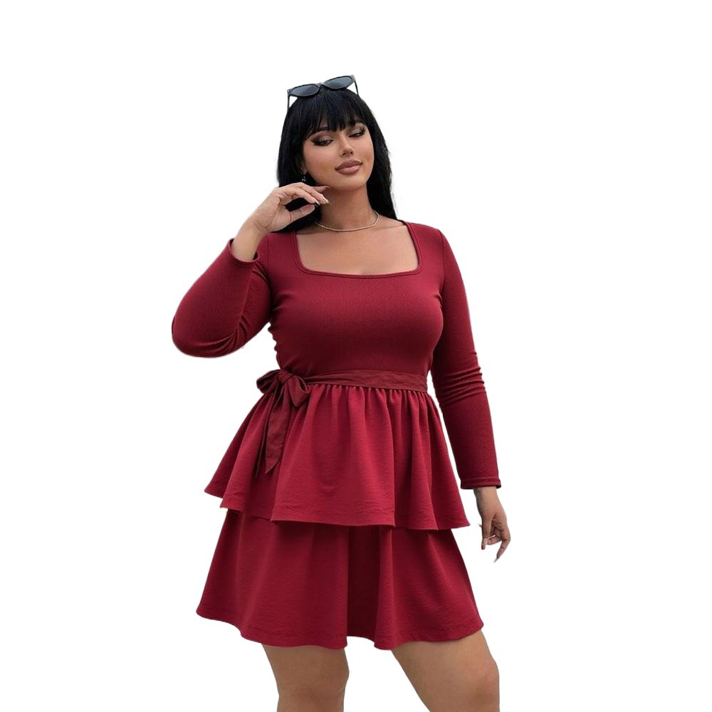 Spring and Autumn New Solid Color Slim Fit Long Sleeve Fashion Lady Dress