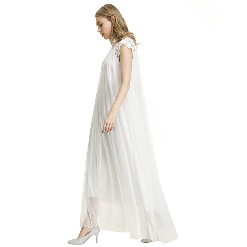 Casual Maxi Dress Round Neck Short Sleeve Loose Fit Maternity Wear for Summer Wholesale Available