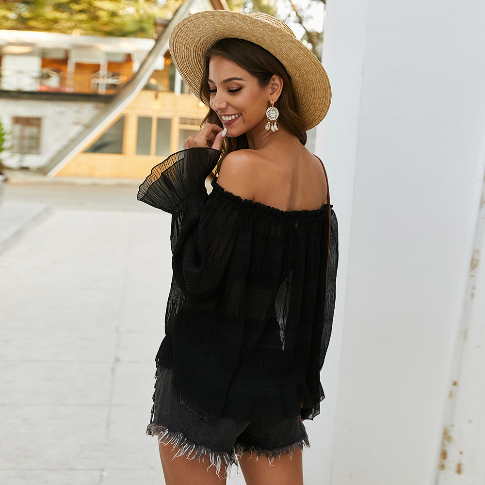 Off Shoulder Long Sleeve Top Original Design Spring Summer Collection Womens Fashion Wholesale Available