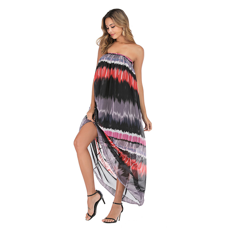 Chiffon Wrap Dress Floral Print High Waist Elegant Style Perfect for Summer Events Wholesale Available