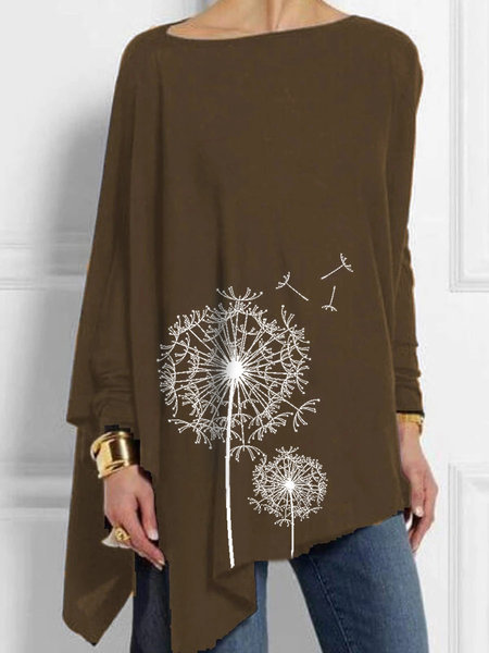Plus Size Dandelion Print T Shirt Simple Design Comfortable Fabric Casual Style Available for Wholesale