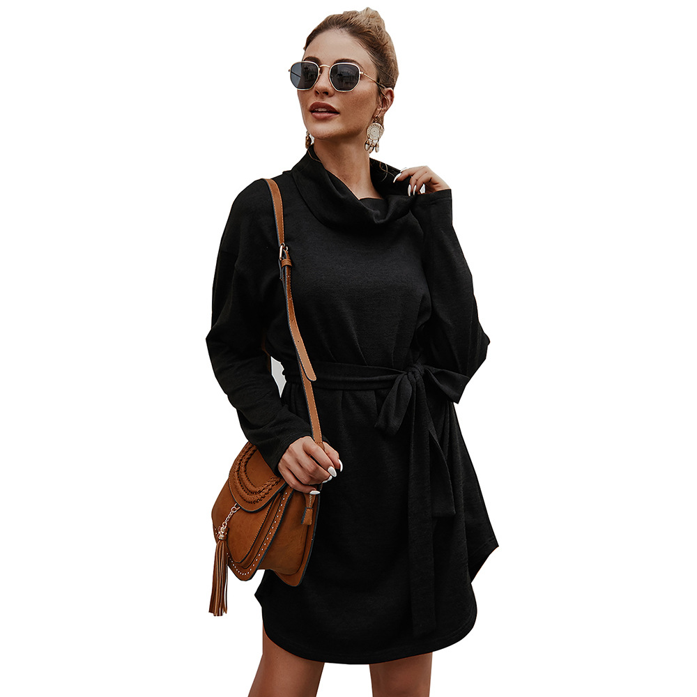 Womens Long Sleeve Sweater Dress Original Design Solid Color Autumn Winter Style Wholesale Available