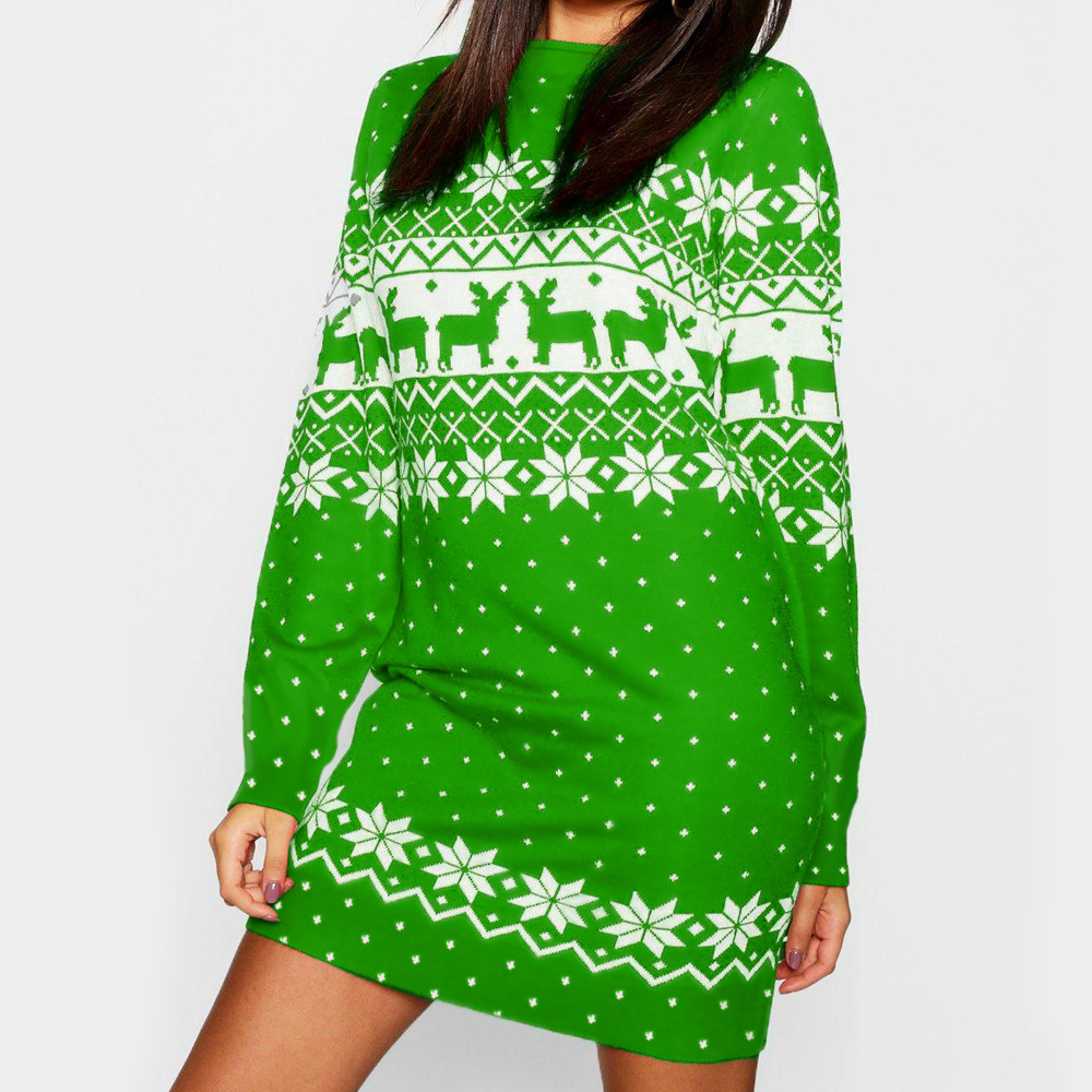 Plus Size Womens Knit Sweater Dress Long Sleeve Autumn Winter Style Comfortable Fabric Wholesale Availability