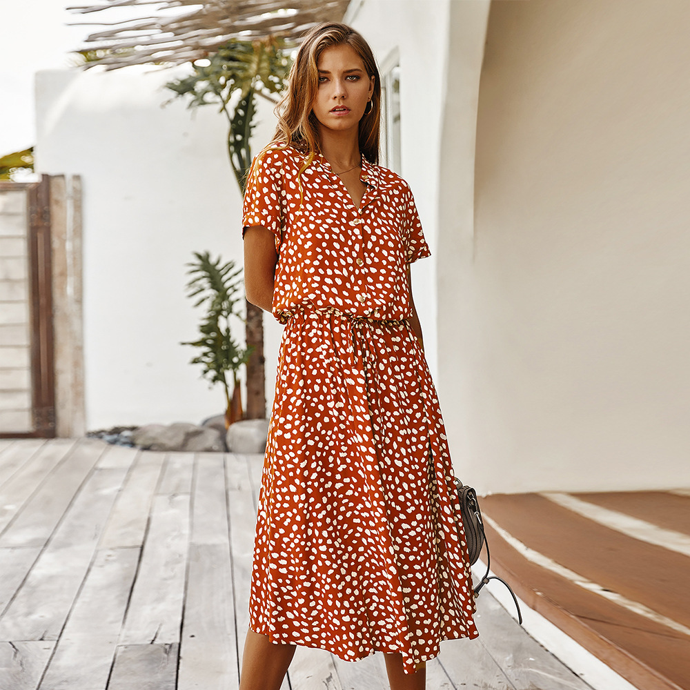Polka Dot Short Sleeve Dress Original Design Trendy Style Summer Fashion Wholesale Available