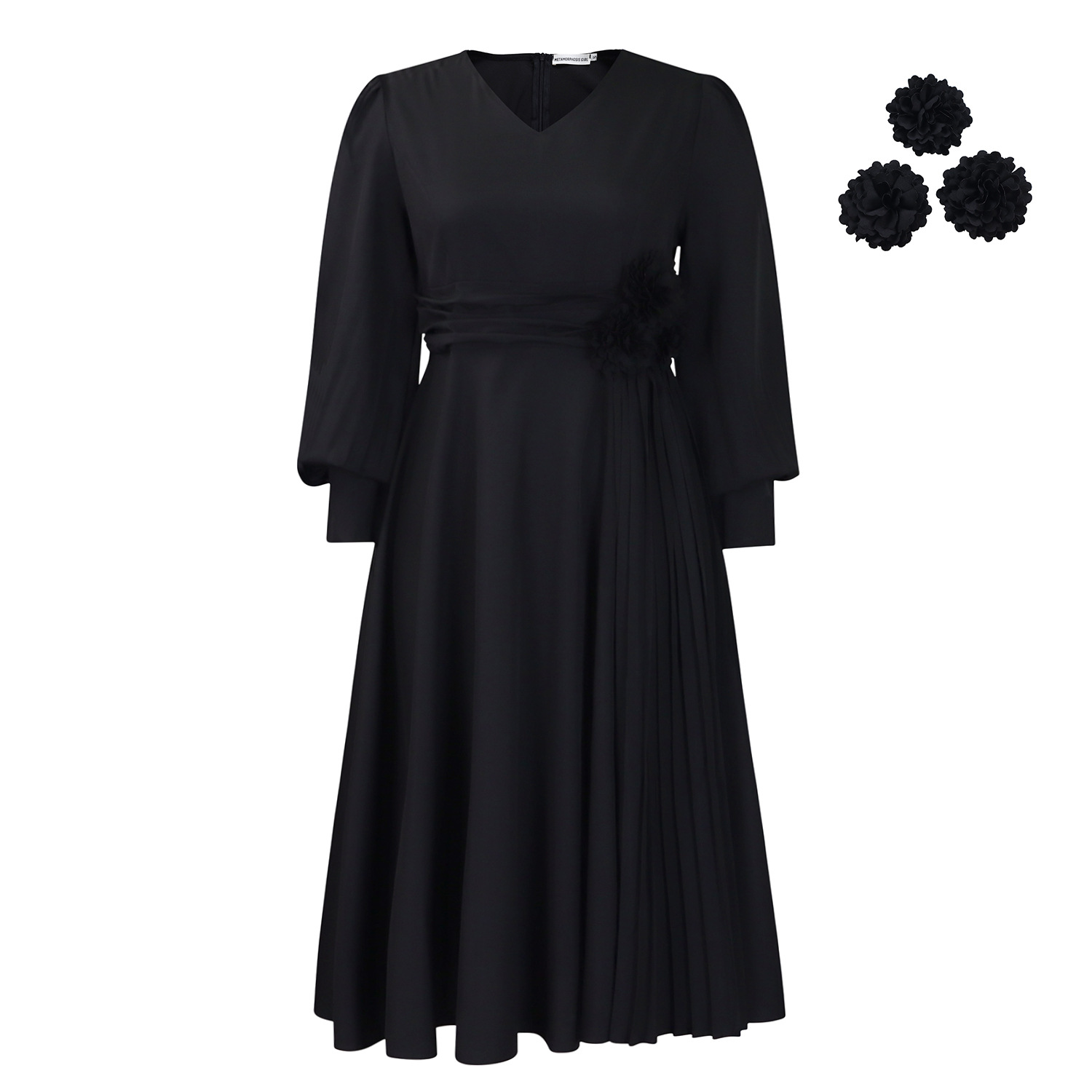 Elegant Solid Color A Line Dress for Plus Size Women, Fashionable Spring Apparel, European and American Style, Cross Border Tr