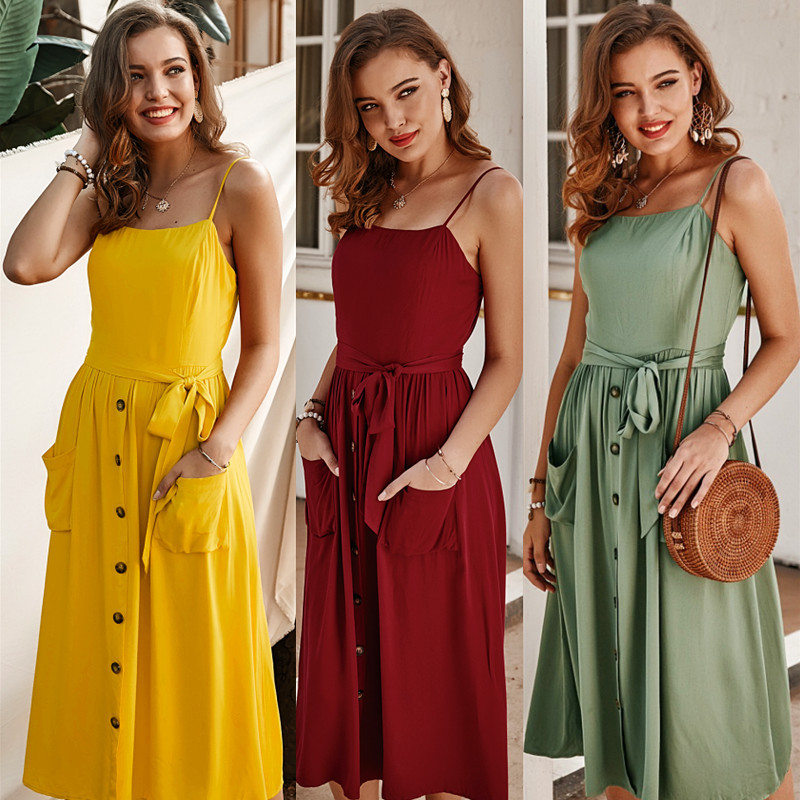 Solid Color Sleeveless Dress Original Design Elegant Style Spring Summer Collection Wholesale Available